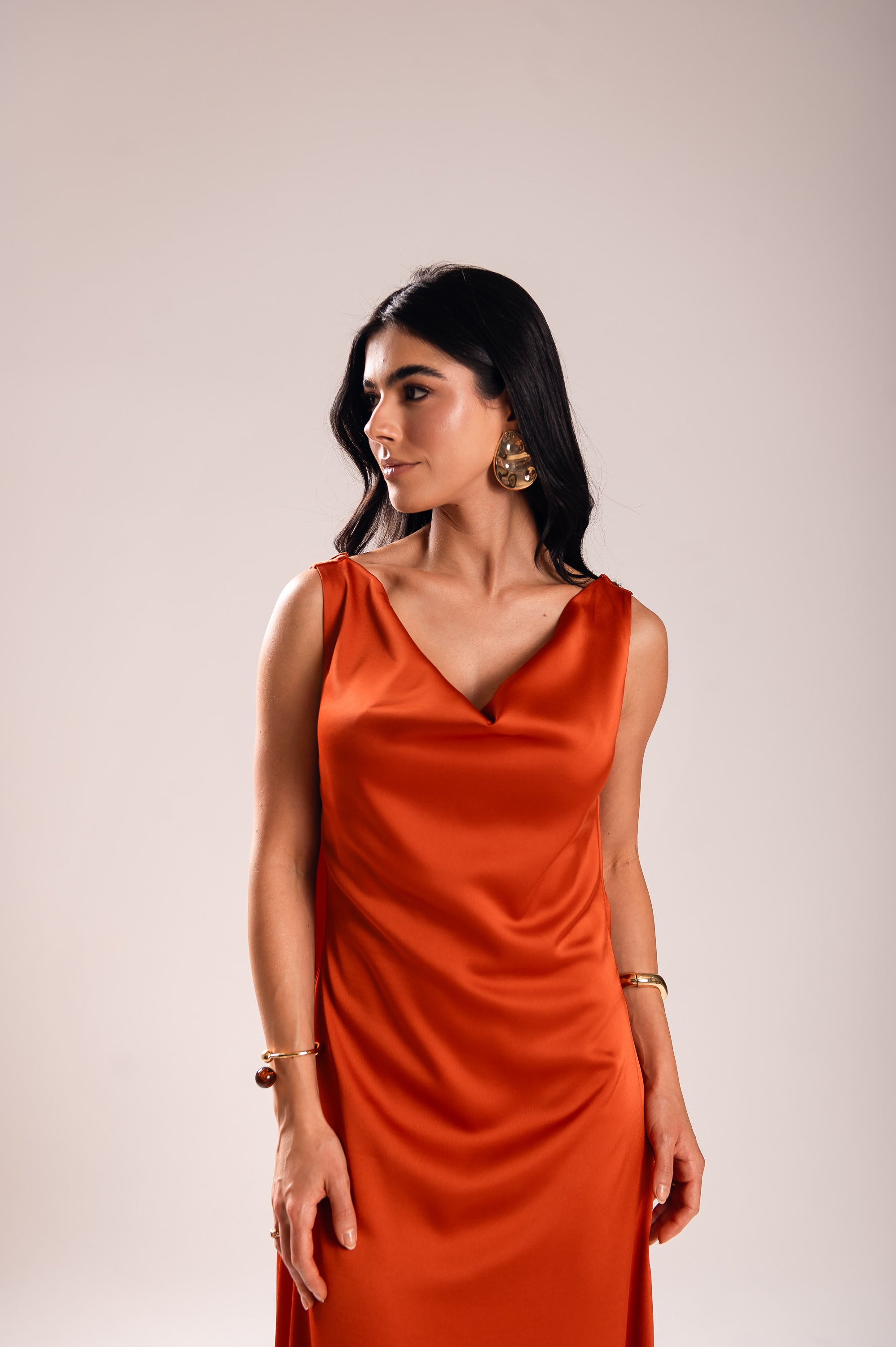 Vestido Longo Alfaiataria Gabrielle Terracota Saphir