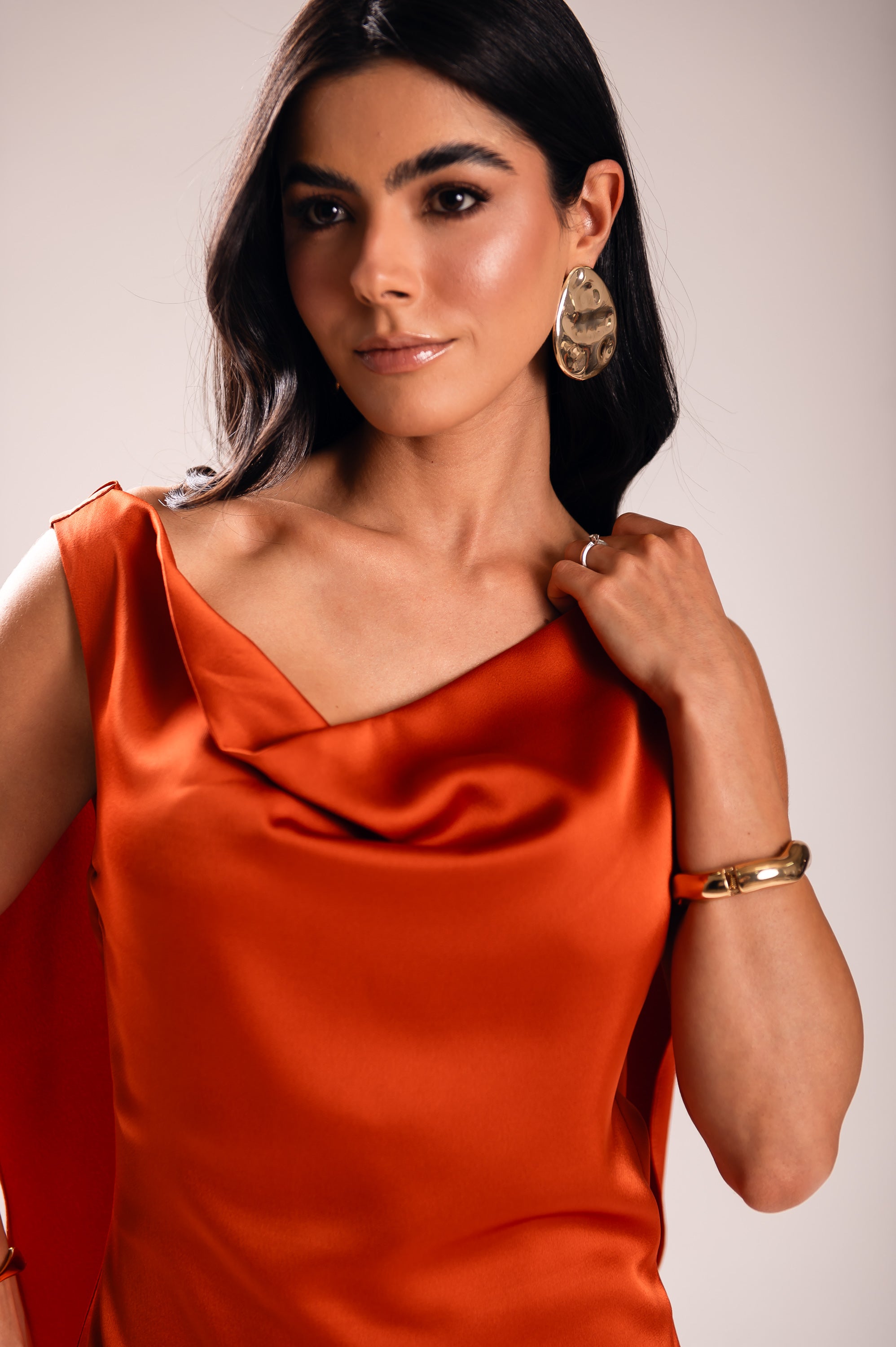 Vestido Longo Alfaiataria Gabrielle Terracota Saphir
